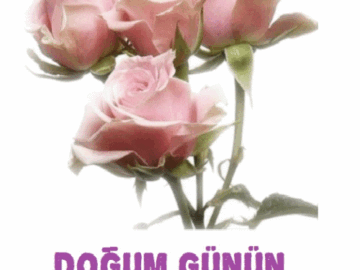 Doğum günü pembe gül gif resim