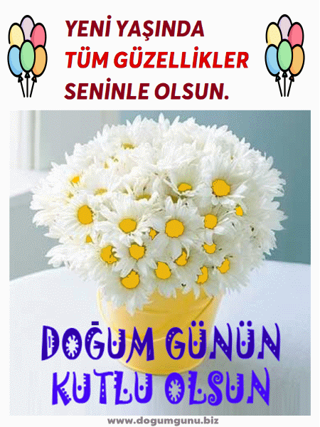 Papatyalı doğum günü tebrik gif